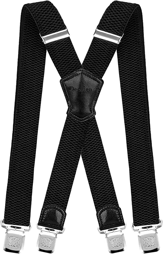 Decalen Big & Tall Heavy Duty Clips X Back Suspenders For Men