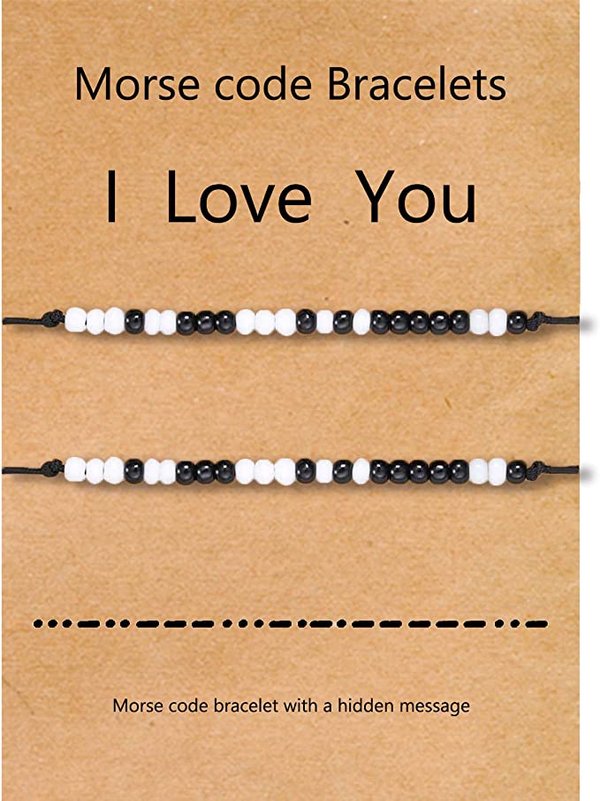 Desimtion Morse Code Beaded Message Couples Bracelets