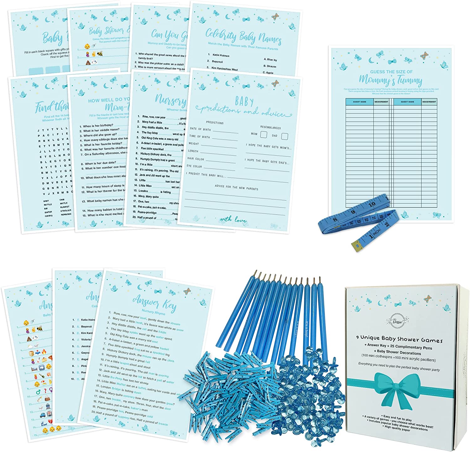 Dessie Quiz Cards Baby Shower Game & Party Decorations