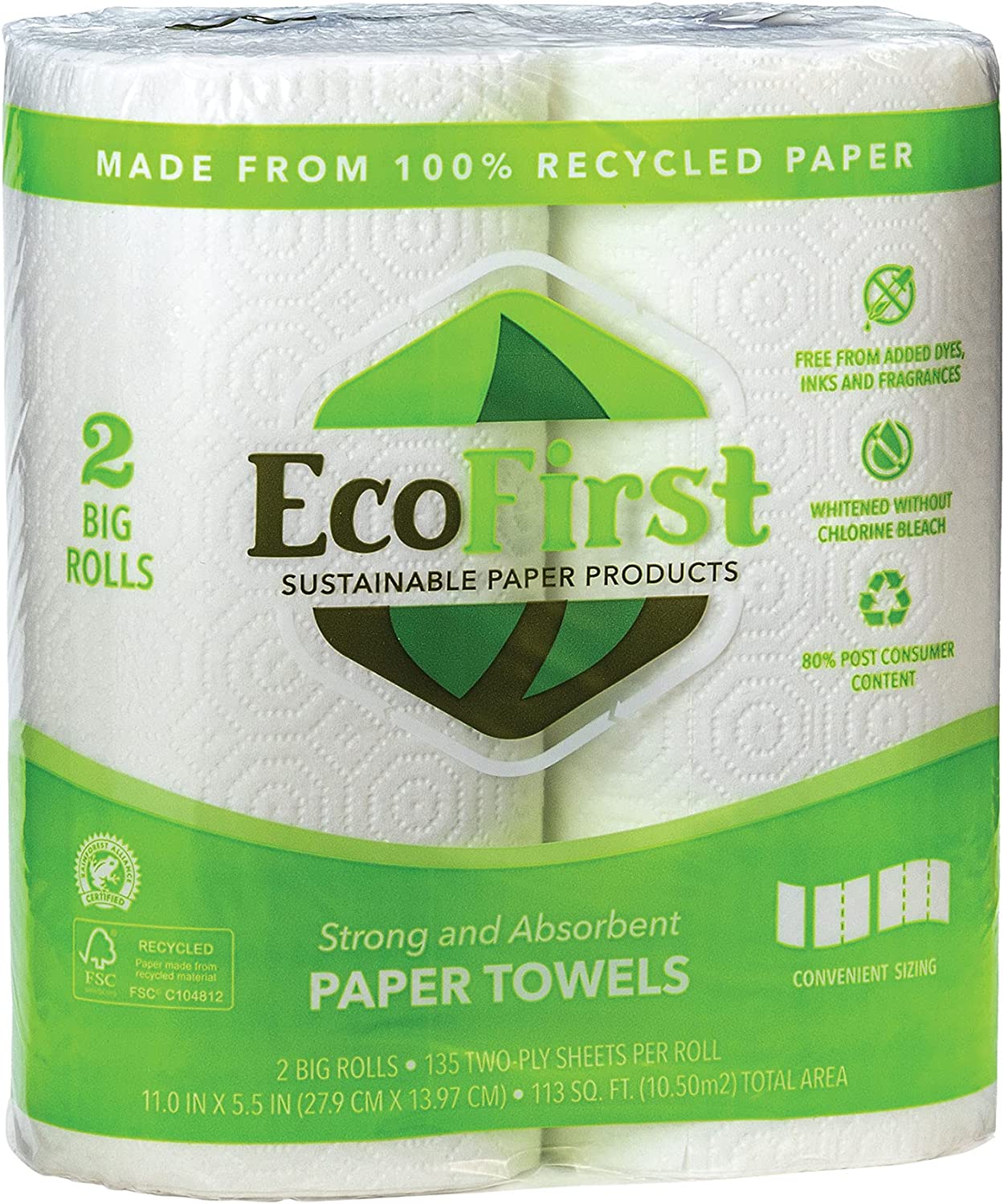 EcoFirst Chlorine & Dye Free Recycled Paper Towels