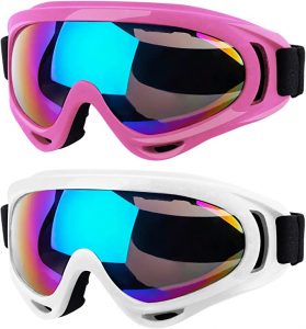 Elimoons Flexible TPU Frame Ski Goggles For Women, 2-Pack