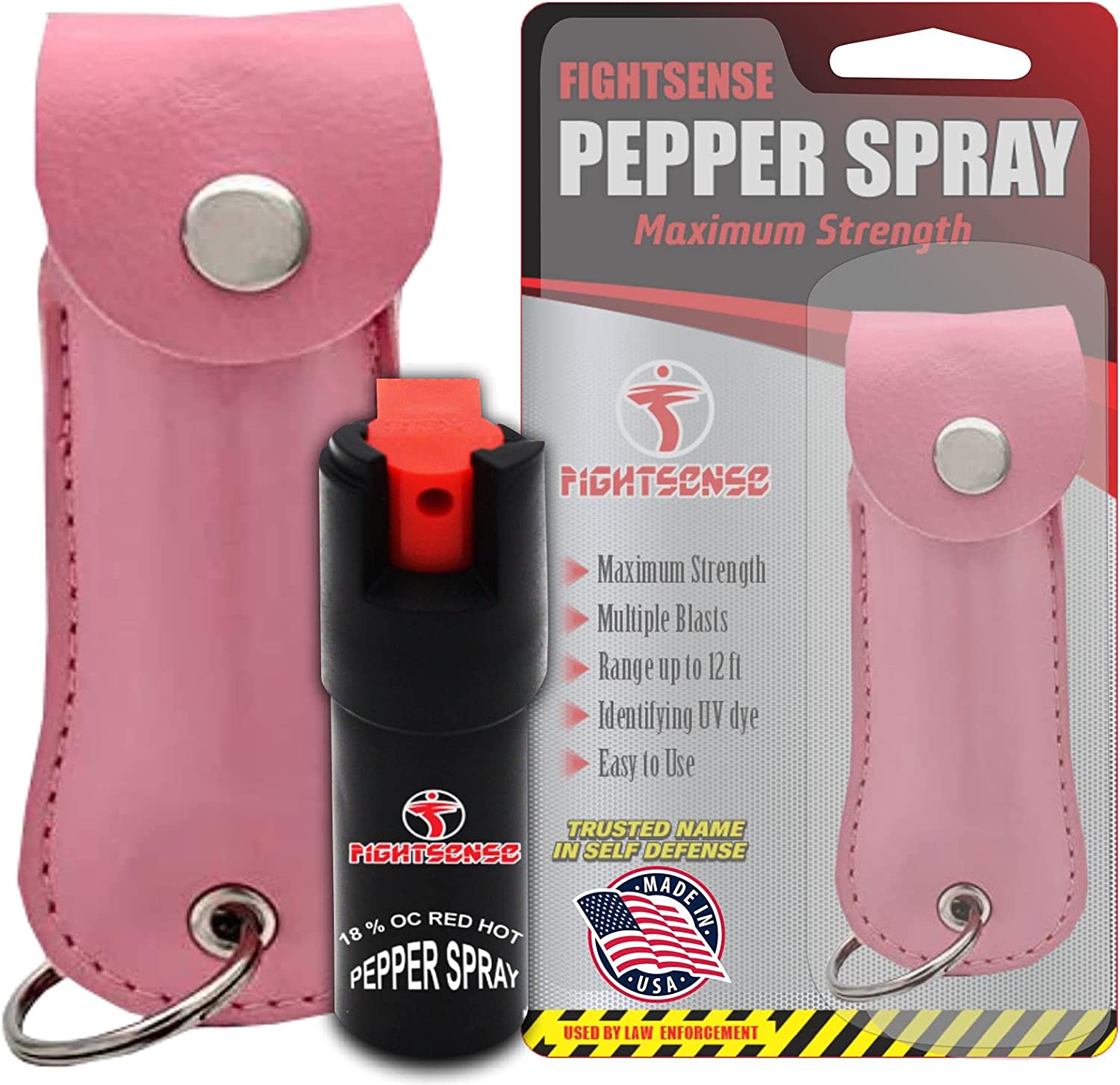 FIGHTSENSE Leather Pouch & UV Dye Pepper Spray