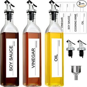 GMISUN Glass Olive Oil & Vinegar Pourer Spout Dispenser Set, 3 Pack