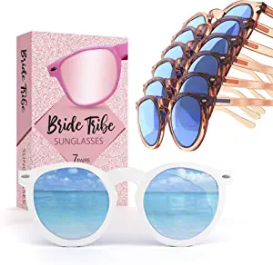 Heather & Willow Rose Gold Sunglasses Bridesmaid Proposal Gifts, 7 Piece