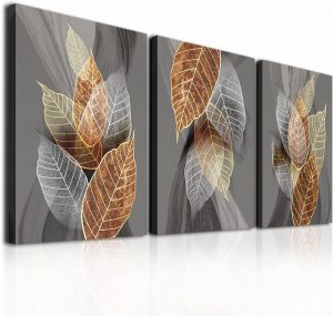 hyidecorart Abstract Leaves Print Wall Art For Living Room, 3-Piece
