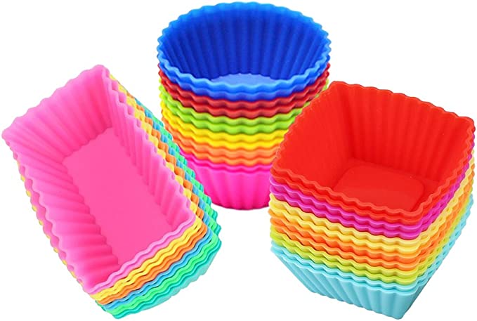 IELEK Silicone Non-Stick Assorted Shapes Cupcake Baking Cups, 36 Pack