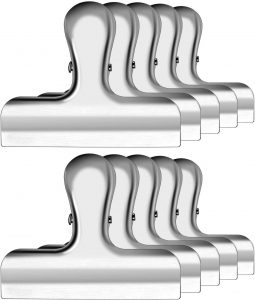 IPOW Wide Stainless Steel Chip Clips,10-Piece
