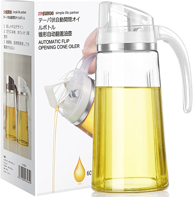 Marbrasse Leakproof Non-Slip Handle Auto Flip Lid Olive Oil Dispenser