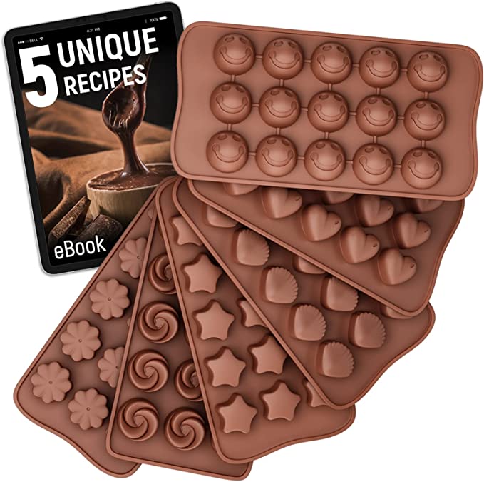 Mighty-X Food Grade Non-Stick Silicone Candy Molds, 6 Pack