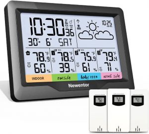 Newentor Battery Powered LCD Weather Monitoring Clock
