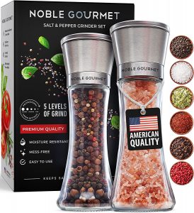 NOBLE GOURMET Manual Mess-Free Salt And Pepper Grinder Set