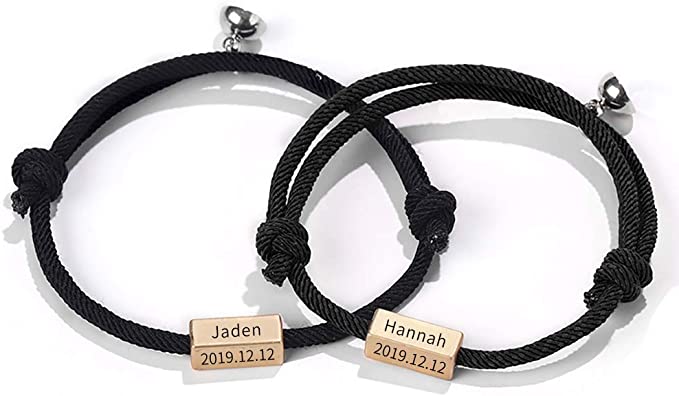 ORFAN Custom Engraved Text Charms Couples Bracelets