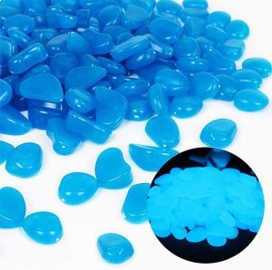 Oubest Glow-In-The-Dark Pebbles Fish Tank Decorations, 100-Piece