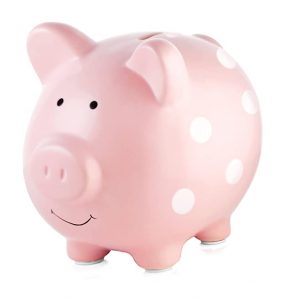 Pearhead Polka Dot Ceramic Piggy Bank