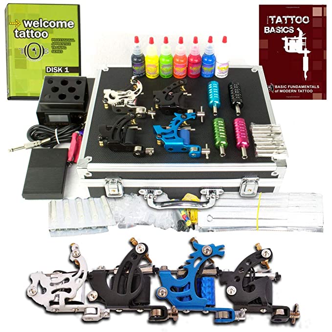Pirate Face Tattoo LCD Power Supply Grinder Tattoo Kit