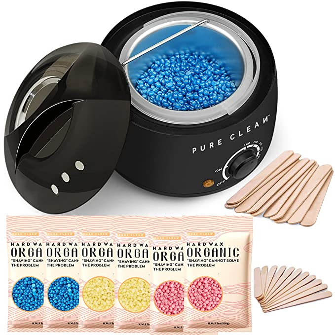 PURE CLEAN Wax Beads & Warmer Hair Removal Home Waxing Kit
