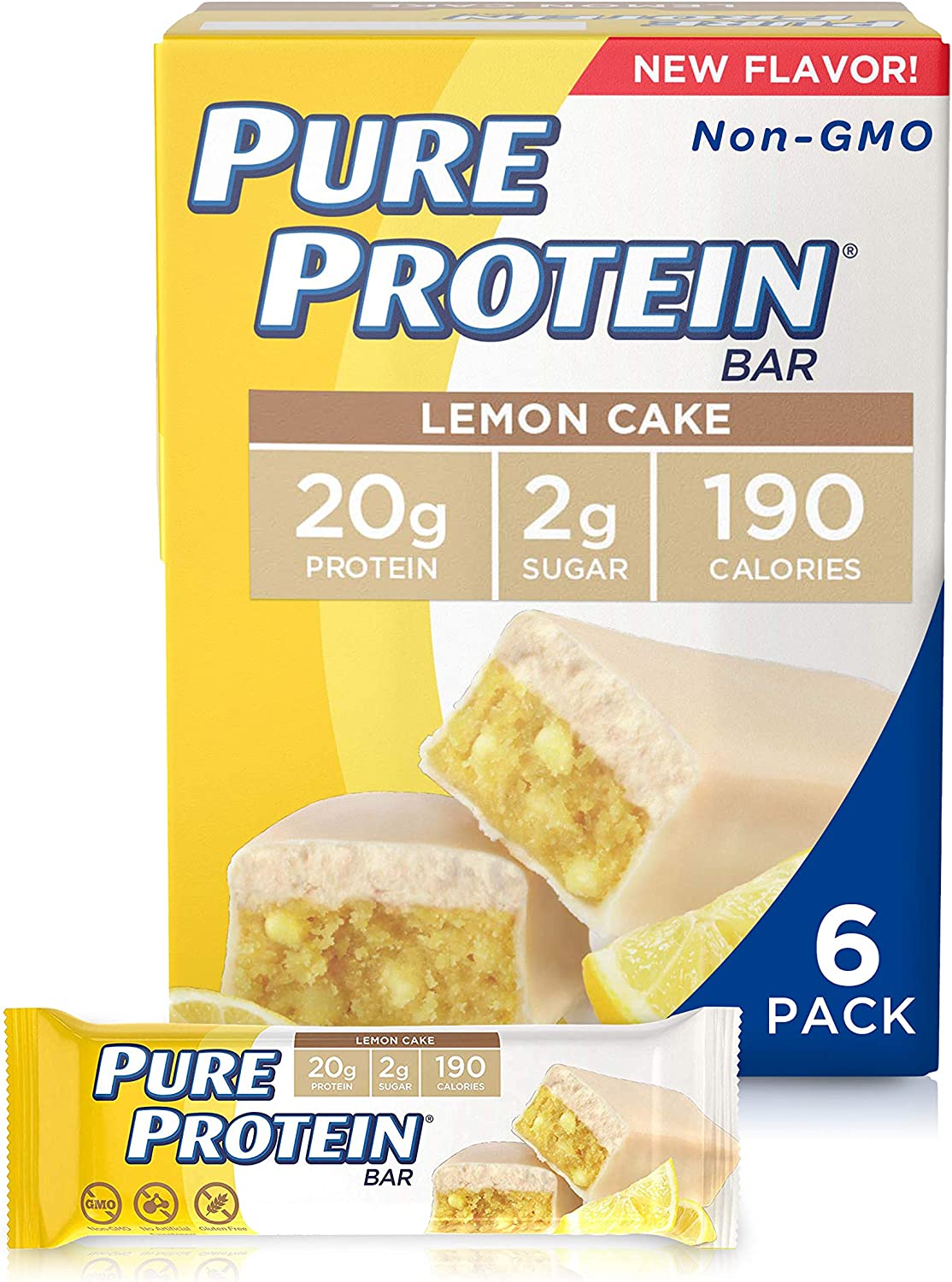 Pure Protein Non-GMO Lemon Cake Bars, 6-Count
