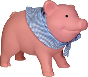 Schylling Gingham Scarf Wearing Rubber Pig Piggy Bank
