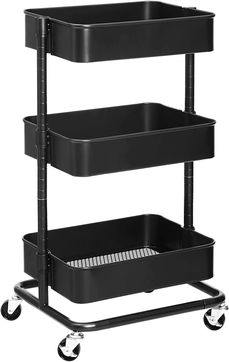 SONGMICS Steel Frame & Adjustable Shelves Rolling Cart