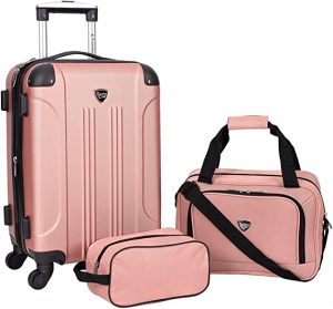 Travelers Club Chicago Rolling Carry On Affordable Luggage Set, 3-Piece
