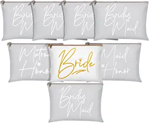 Weewooday Bridal Party Canvas Cosmetic Bag Bridesmaids Gifts