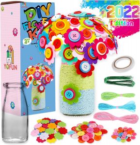 Y YOFUN Decorative Button Flower Art Kit For 9-12 Year Olds, 142-Piece