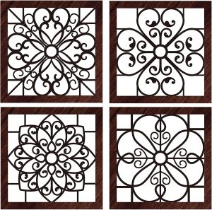 Yulejo Wall Carved Wood Panels Art For Living Room, 4-Piece