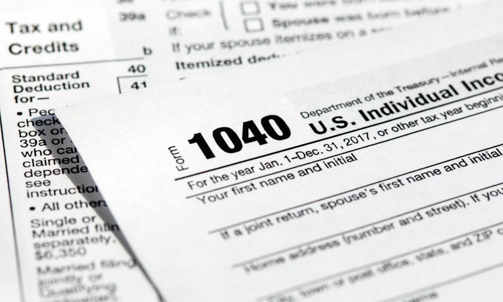 Tax form 1040 for US income taxes