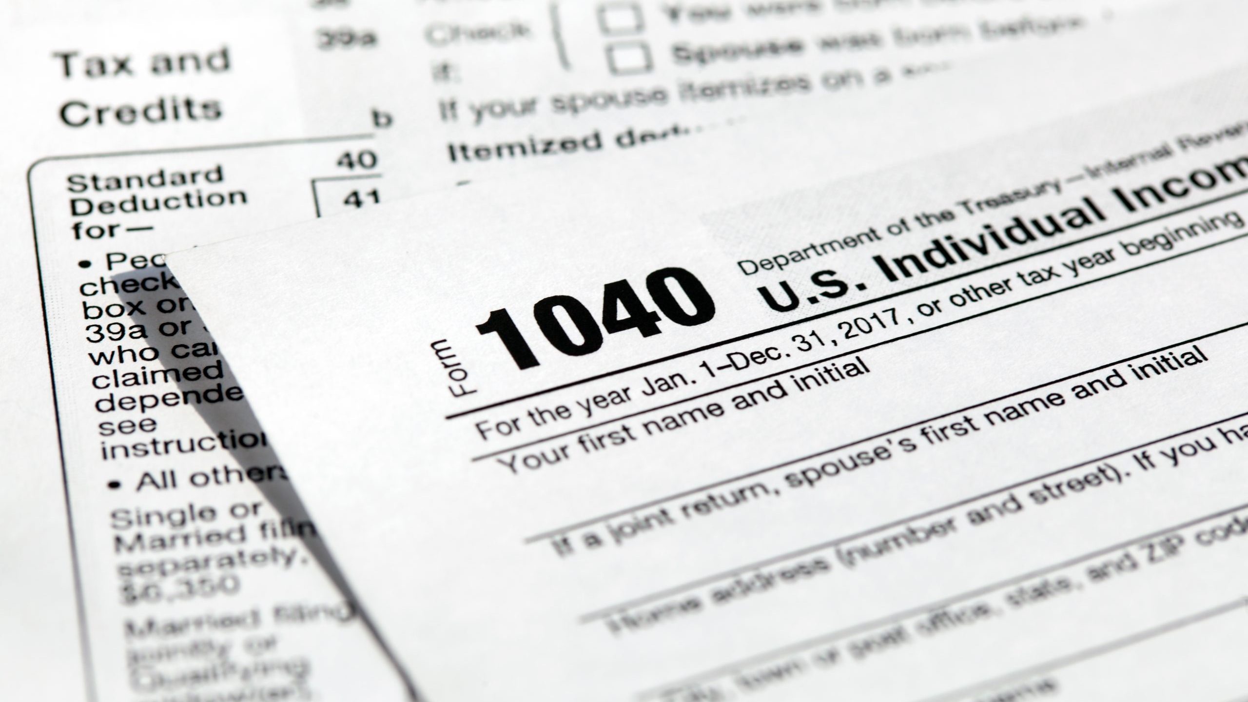 Tax form 1040 for US income taxes