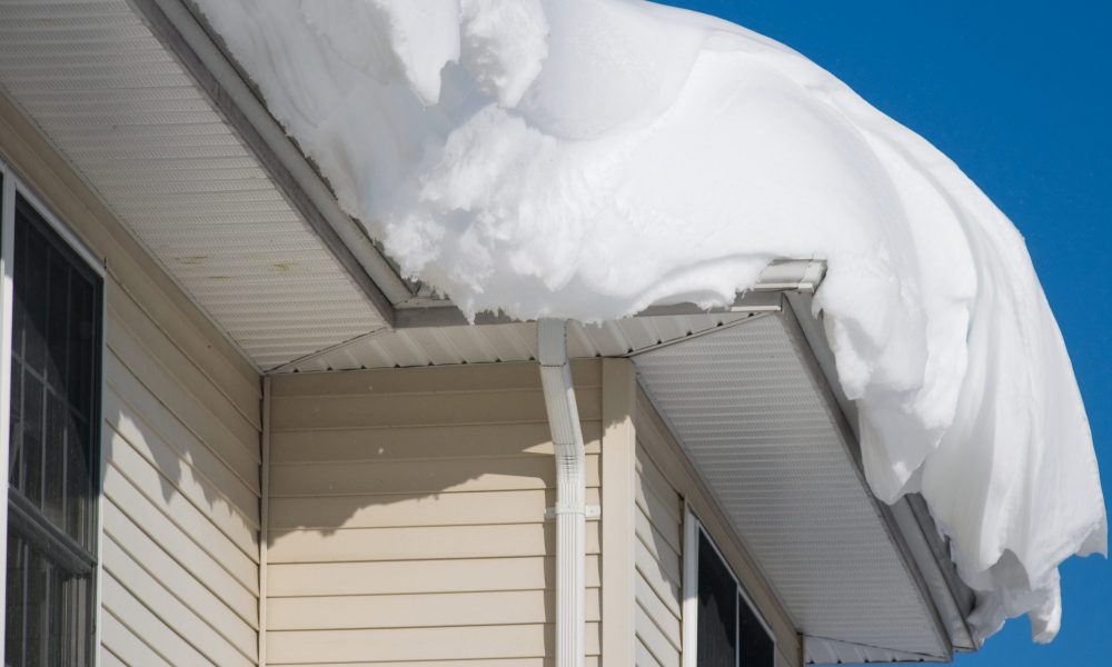 Snow piled on rooftop