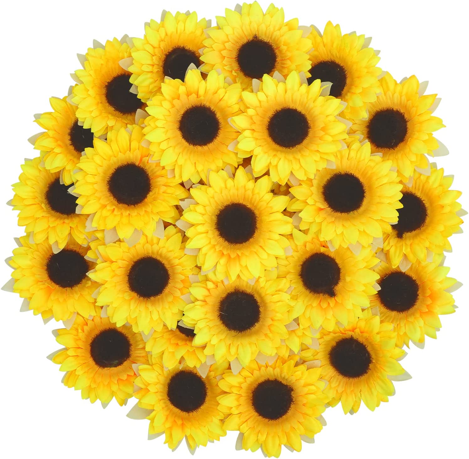 Ageomet Faux Silk Sunflower Heads, 32-Piece