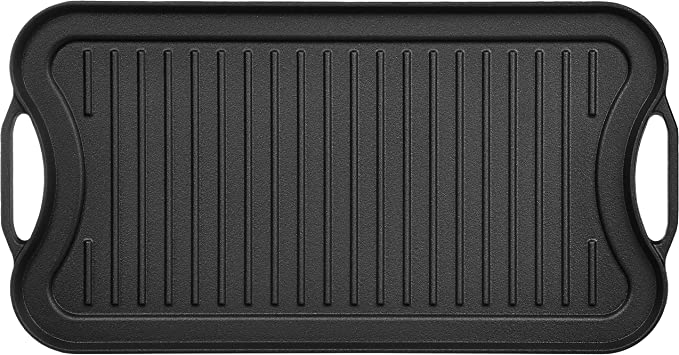 Amazon Basics Cast Iron Reversible Griddle For Outdoor Grilling