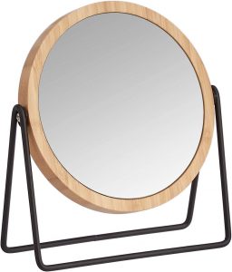 Amazon Basics Natural Bamboo Frame Rim Standing Vanity Mirror