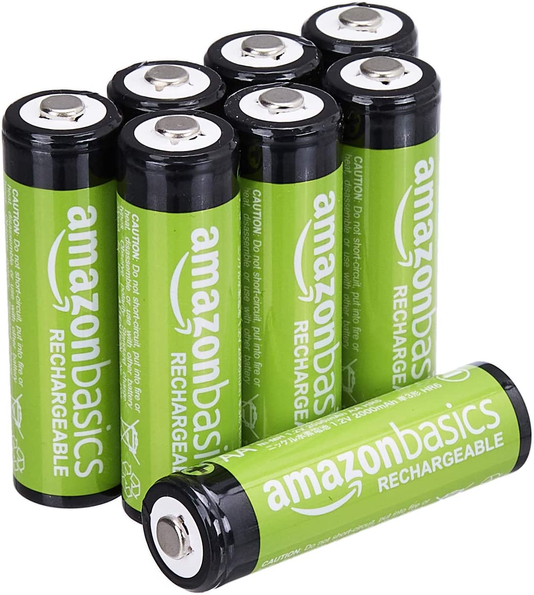 Amazon Basics Pre-Charged NiMH Rechargeable AA Batteries, 8-Pack