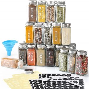 AOZITA Snap-On Shaker Lids Spice Jars, 24-Piece