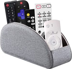 BLIENCE Linen-look Multi-Compartment Remote Control Holder