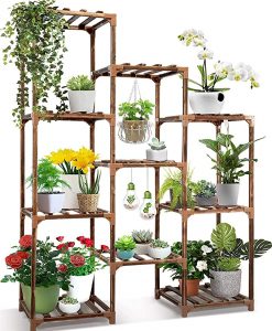 cfmour Wooden Multi Tier Indoor Outdoor Plant Stand
