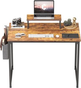 Cubiker Rustic Metal.& Wooden Desk With Computer Shelf