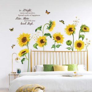 decalmile Removable Wall Stickers Sunflower Decor