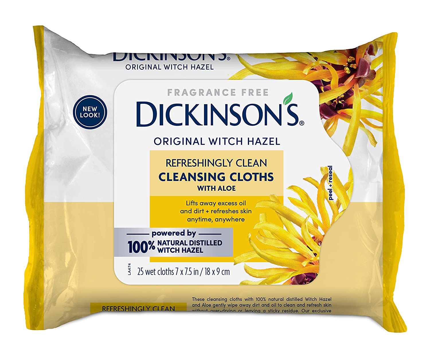 Dickinson’s Fragrance Free Natural Face Wipes, 25-Count