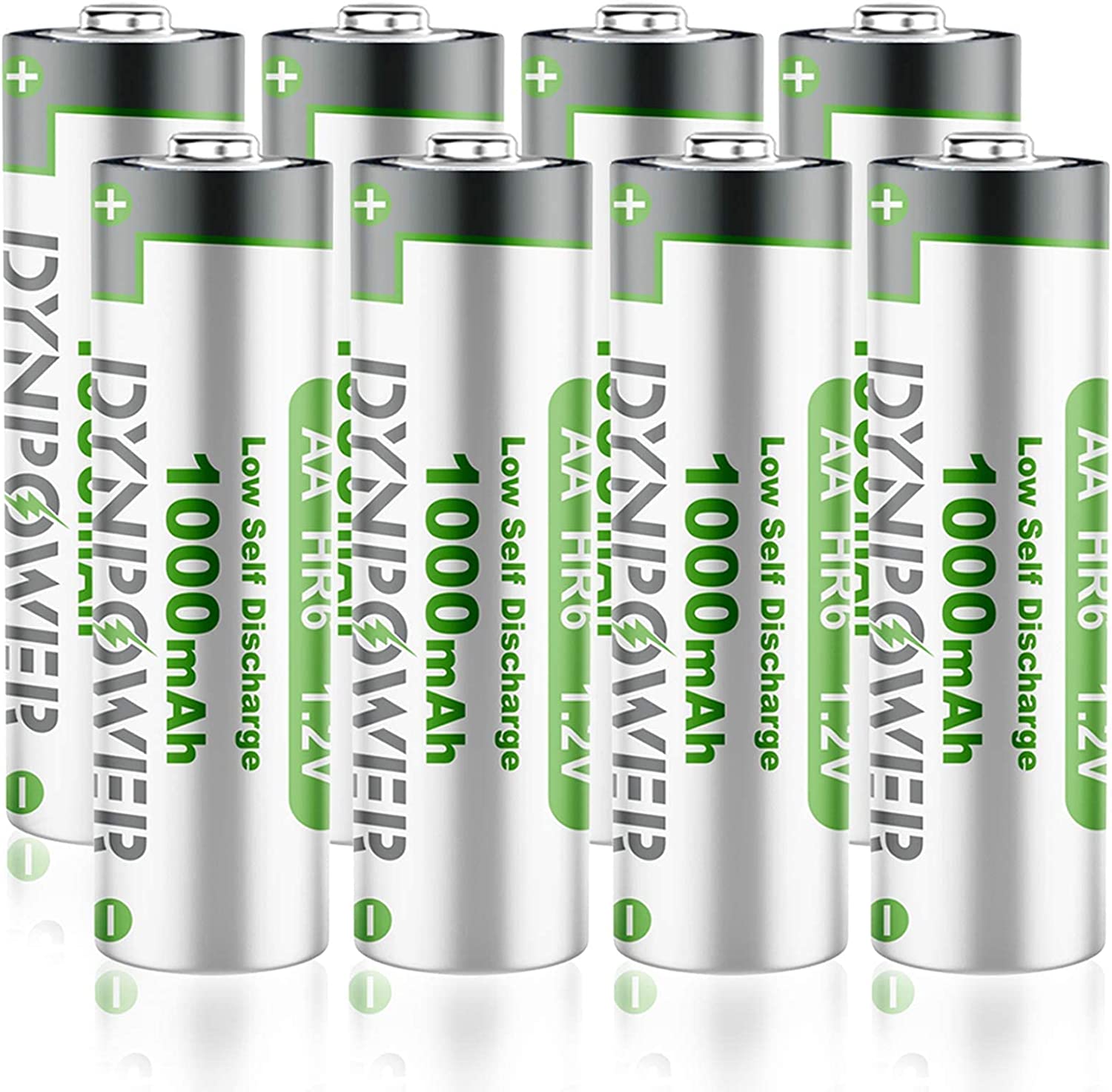 Dynpower Recyclable NiMH Rechargeable AA Batteries, 8-Pack