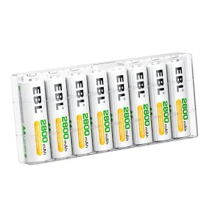 EBL Storage Case & Rechargeable AA Batteries, 8-Pack