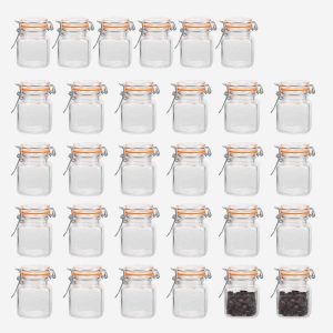 Encheng Hinged Airtight Lids Spice Jars, 30-Pack