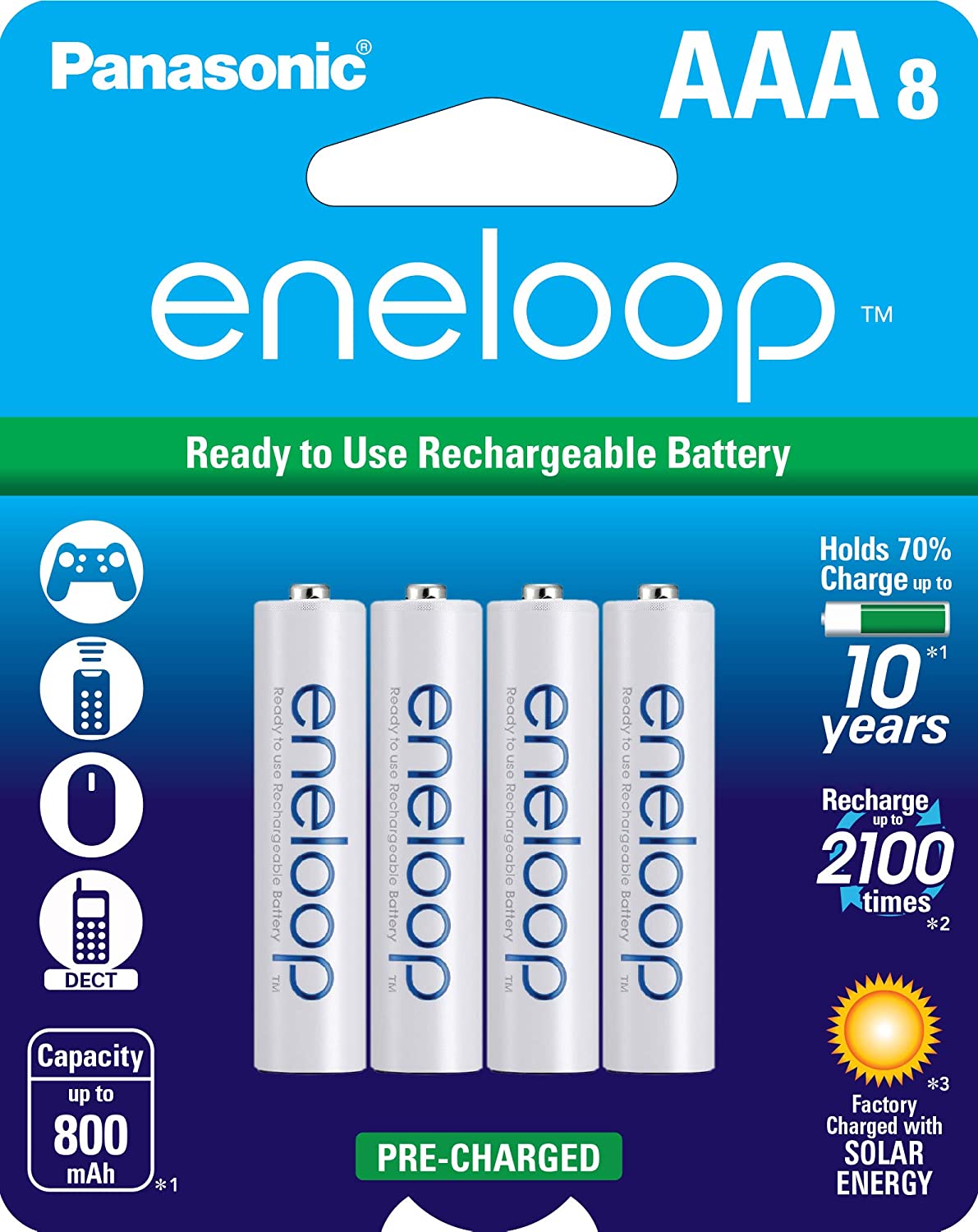Eneloop Long-Lasting Extreme Temperatures AAA Batteries, 8-Count