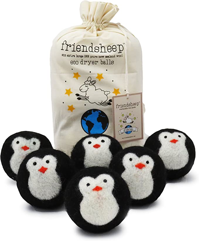 Friendsheep Organic Fair Trade Penguin Wool Dryer Balls, 6 Pack