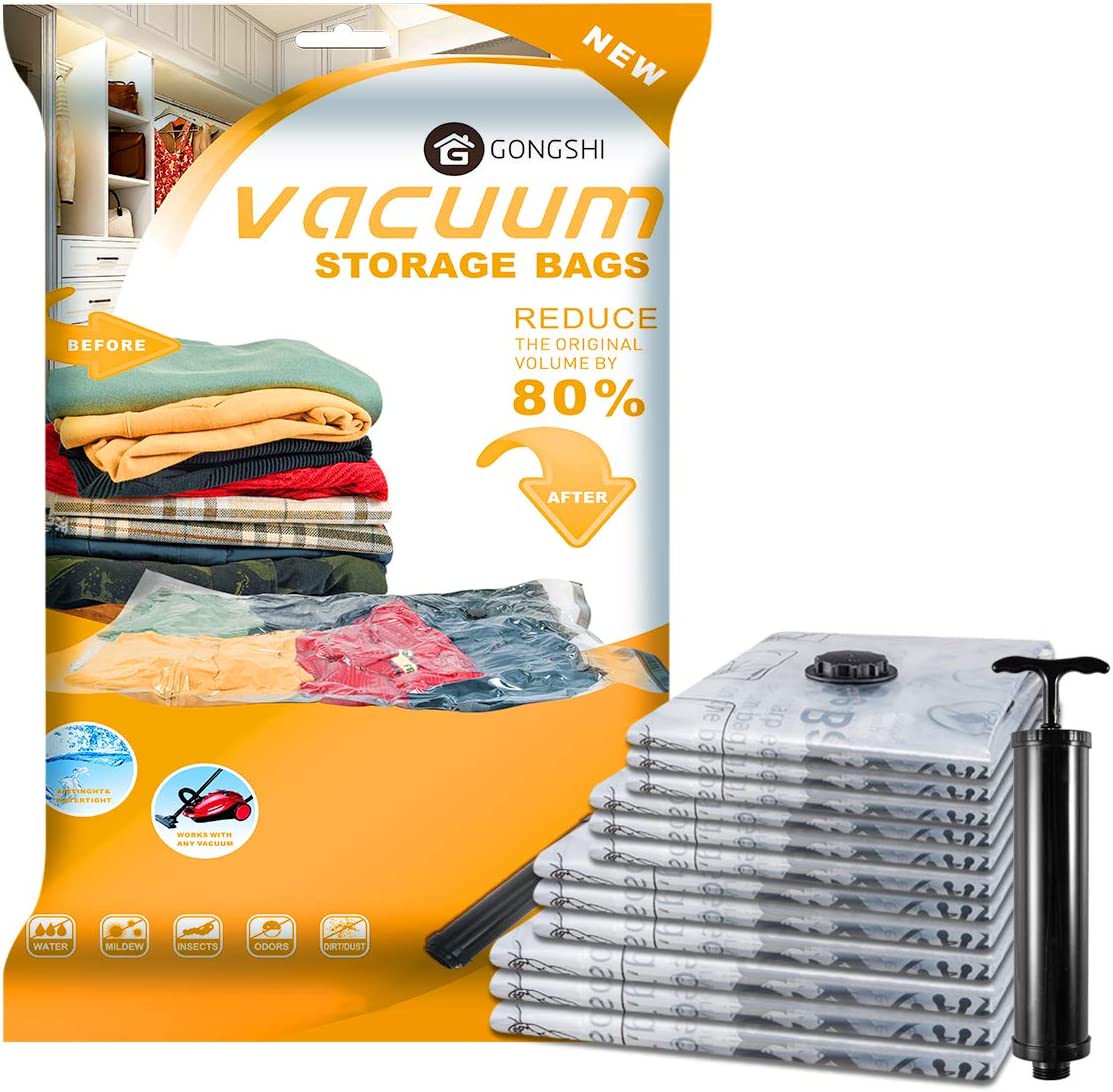 GONGSHI Mildew-Free Fast Pump Vacuum Seal Bags, 12-Pack