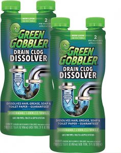 Green Gobbler Septic Safe Liquid Hair Drain Clog Remover, 2 Pack