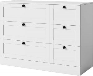 HOSTACK Wide Top Manufactured Wood White Dresser