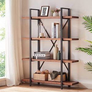 HSH Rustic Industrial 4-Tier Wooden Bookshelf