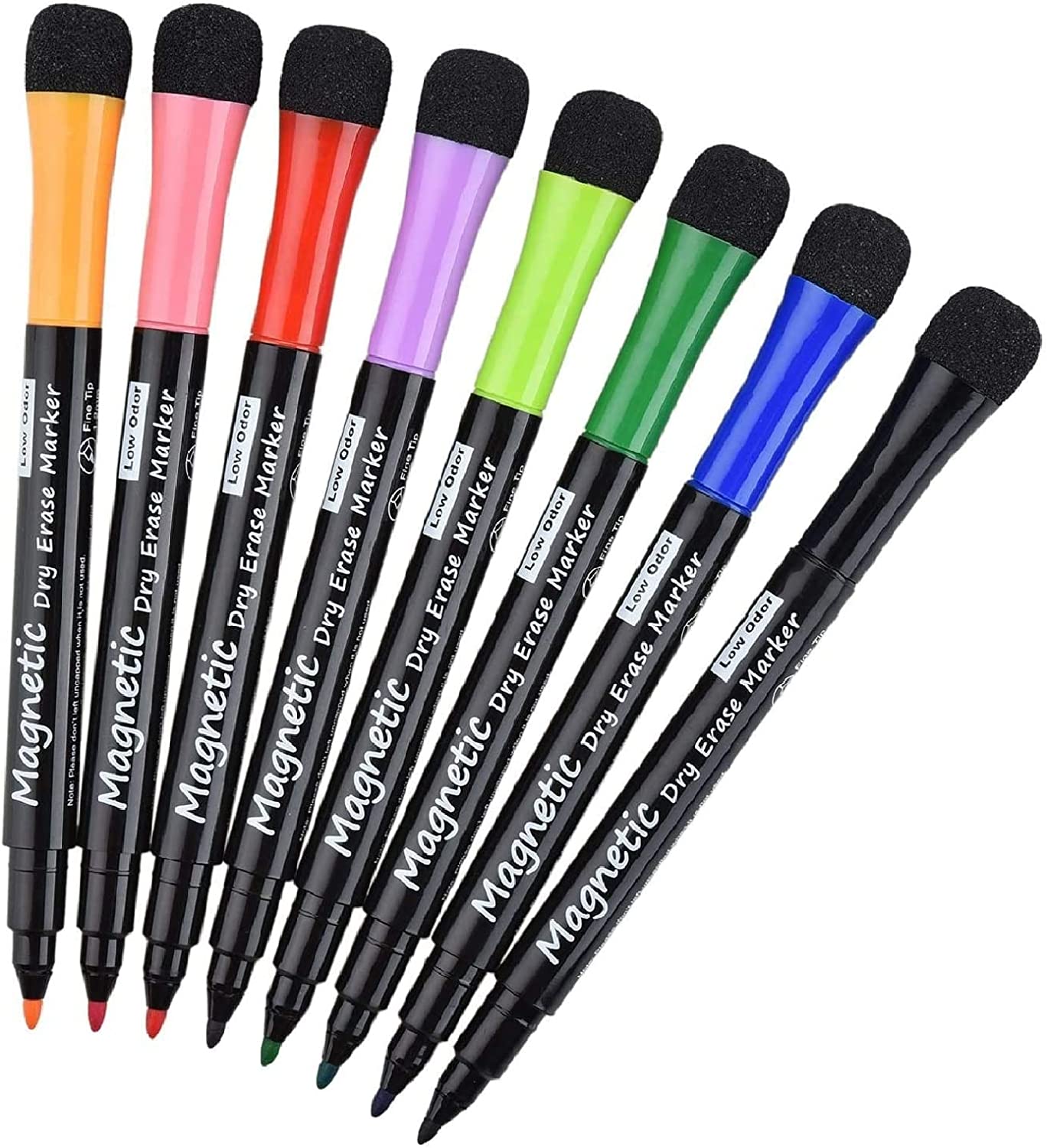 LivDeal Easy-Clean Magnetic Fine Tip Dry Erase Markers, 8-Count